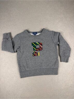 Polo by Ralph Lauren Gray Kids Pullover with Multi-Color Striped 'P' size 3T